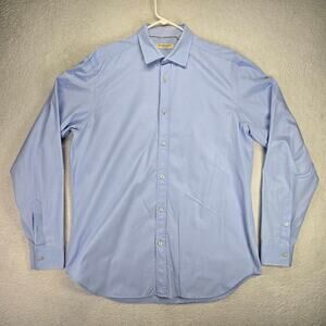 Burberry London Dress Shirt Mens 17.5 44 Tailored Blue Button Up Long Sleeve